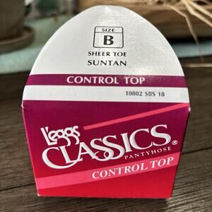 L'eggs Sheer Classic Pantyhose Size B Suntan Control Top Sheer Toe NIP